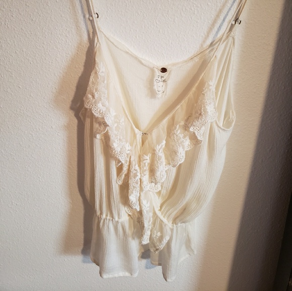 Free People One Ruffle Surplice Tank in Ivory - Picture 3 of 6